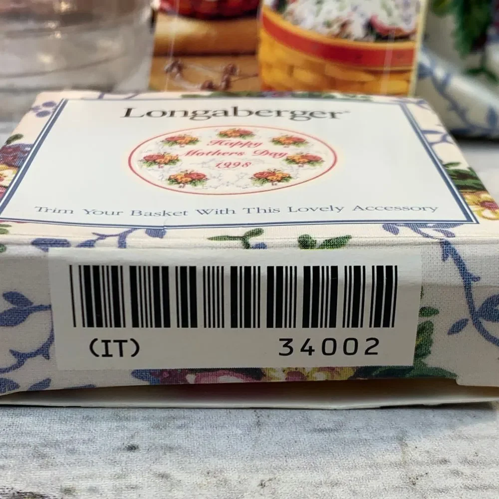 Longaberger 1998 Mothers Day‎ Basket Handwoven Floral Liner & Hang Tag